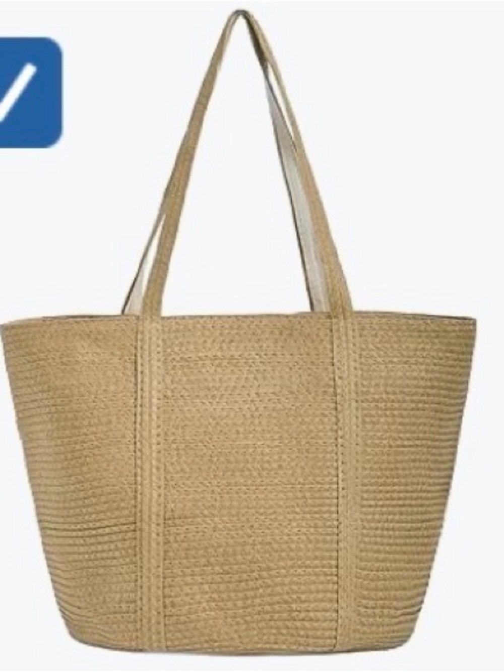 Everyday Natural Straw Tote Bag - Beige Shoulder Tote